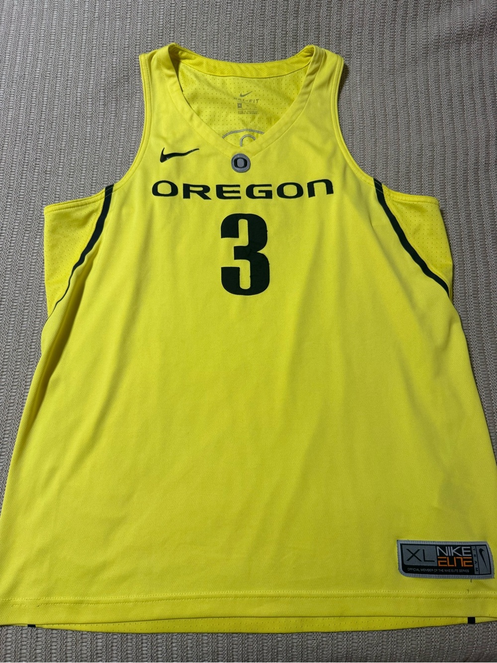 Nike Yellow Oregon #3 Basketball Jersey